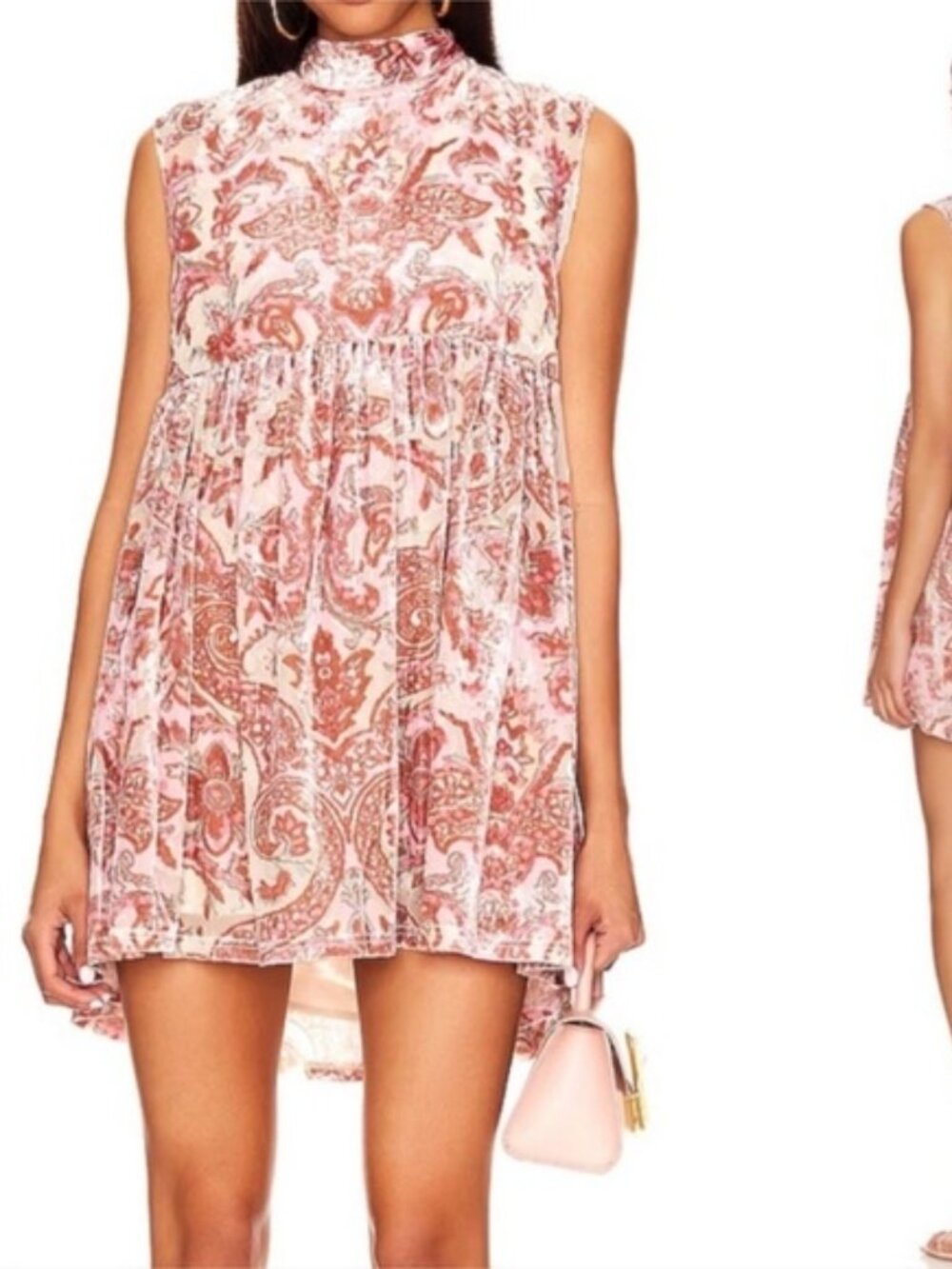 NWT Free People All The Time Paisley Velvet Mini Dress